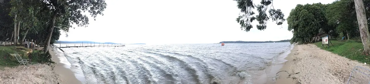 A beach on a Ssese island with trees